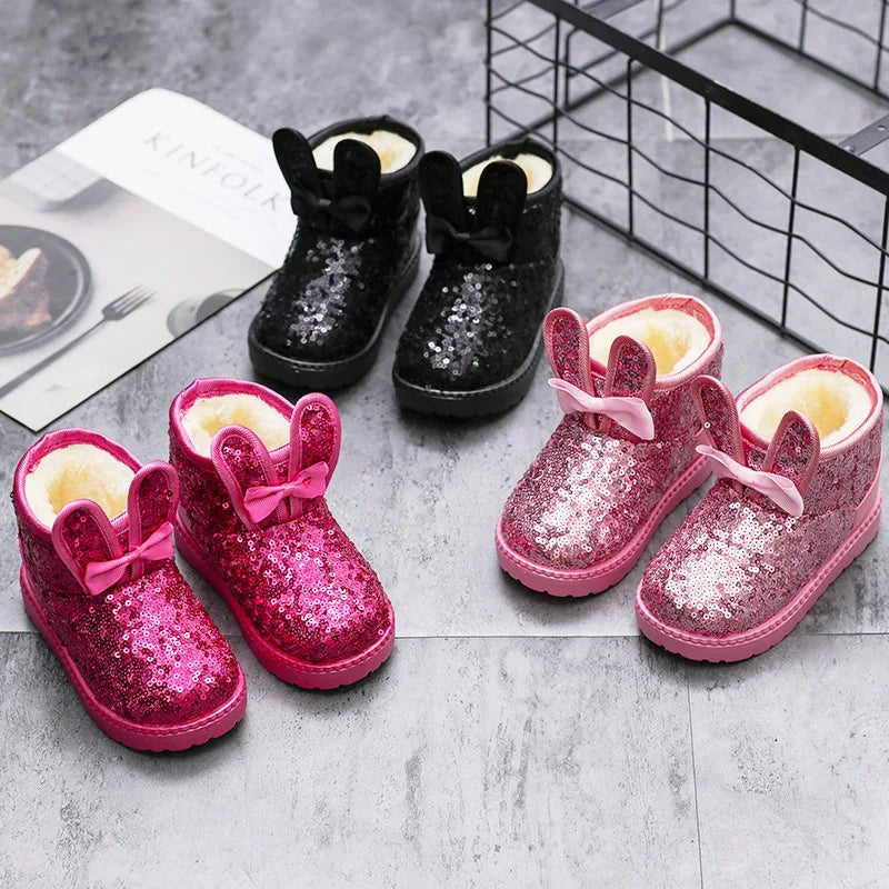 Ботинки для девочки Girl Boot Winter Fashion Sequin Snow Boot Non-slip Warm kid Shoe Plush Cotton Shoe Kids Princess Ankle Boots