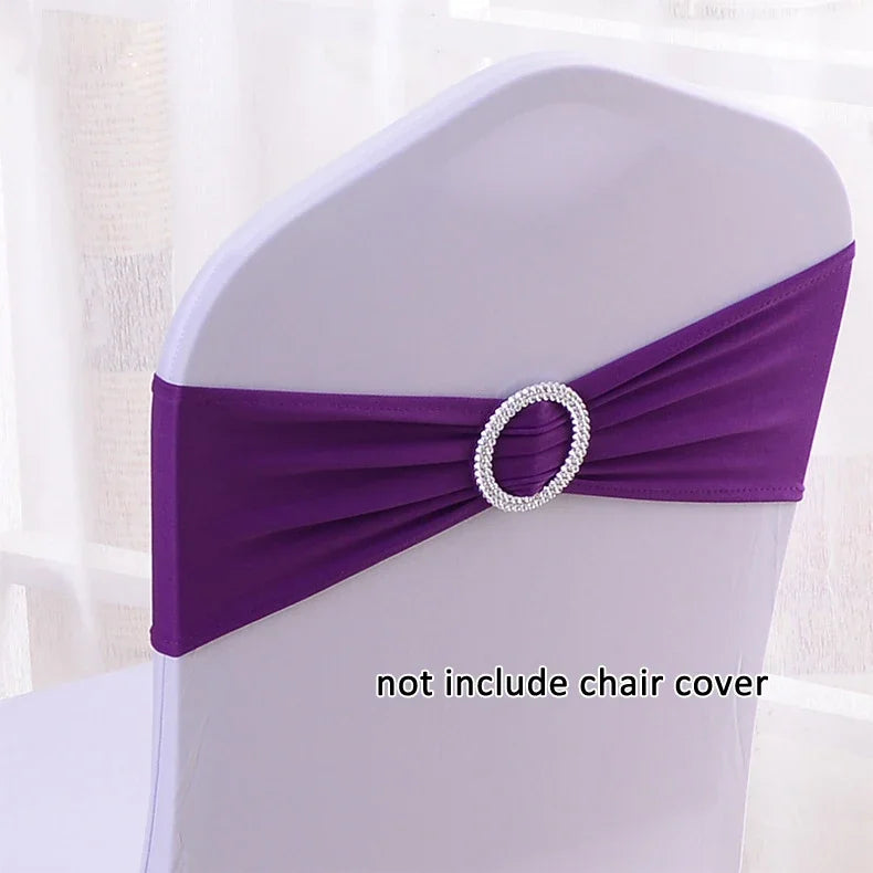 (Pack of 50) /lot Stretch Lycra Spandex Chair Covers Bands With Buckle Slider For Wedding Decorations Wholesale Chair Sashes Bow