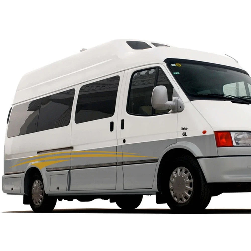 (Pack of 2) Van Door Side Stickers Graphics Stripes Kit Cover Auto Body Decor Camper Car Horsebox Caravan RV Vinyl Decals Accessories