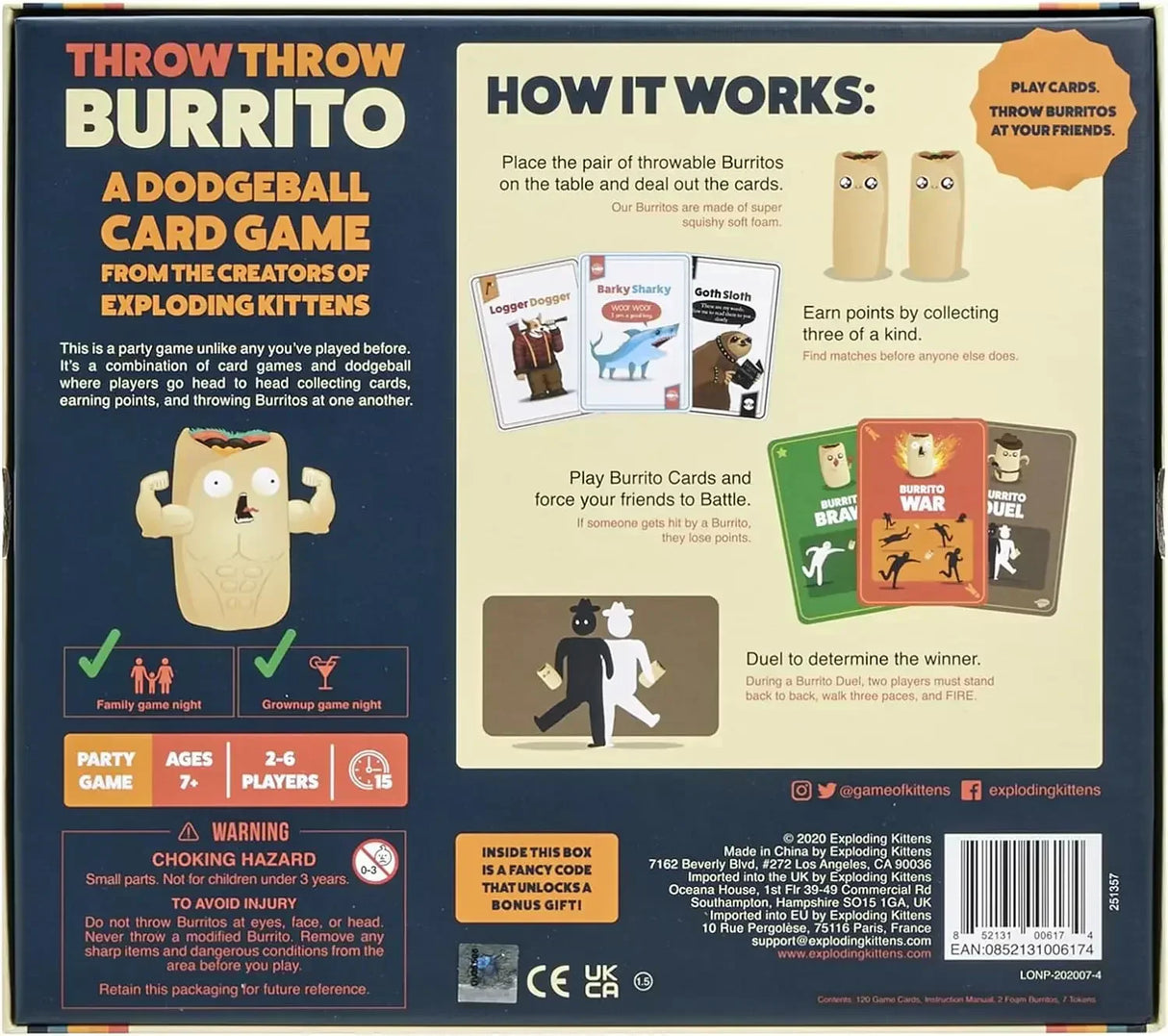 Throw Throw Burrito by Exploding Kittens A Dodgeball Card Game Family-Friendly Party Games for Adults, Teens & Kids 2-6 Players