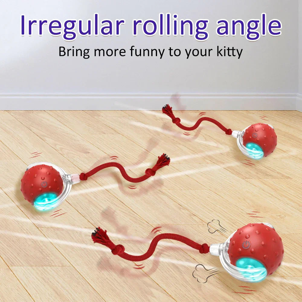 Interactive Bird-Chirping Rolling Cat Toy with Motion Sensor and Teaser Tail