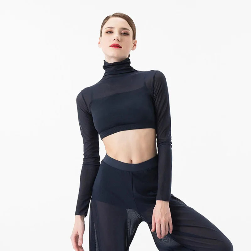 Dance Suit Women Elegant Classical Modern Contemporary Lyrical Dance Practice Mesh Tops Pants Suit Ballet Performance Wear