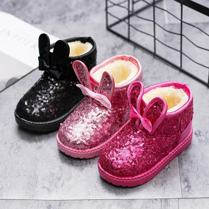 Ботинки для девочки Girl Boot Winter Fashion Sequin Snow Boot Non-slip Warm kid Shoe Plush Cotton Shoe Kids Princess Ankle Boots