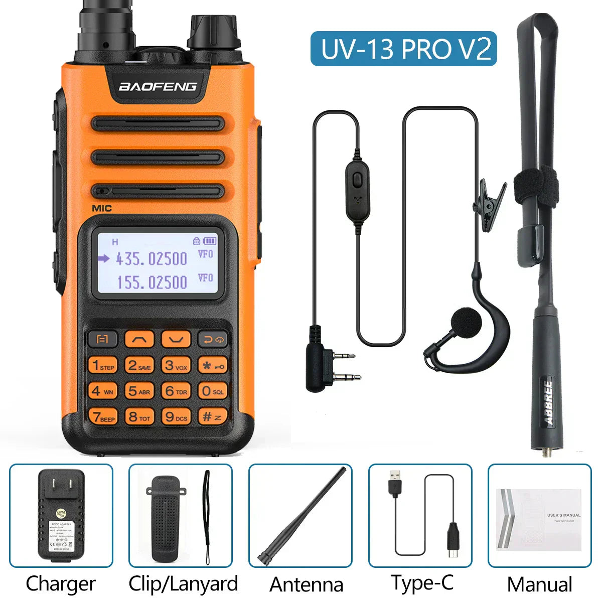 BaoFeng UV-13 PRO V2 V1 Walkie Talkie M-13 Pro Dual Band 999 Channels Type-C Long Range UV-5R Transceiver Ham CB Two Way Radio