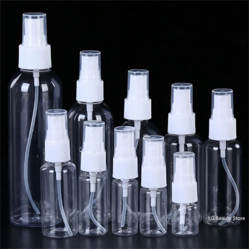 (Pack of 50) 10ml 20ml 30ml 50ml Clear Refillable Bottle Plastic Perfume Bottle Atomizer Empty Spray Bottle Portable Travel Accessories