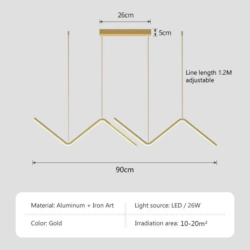 Modern LED Pendant Light Nodic Gold Hanging Chandelier For Tubular Restaurant Kitchen Office Coffee Indoor Decorative Lamps