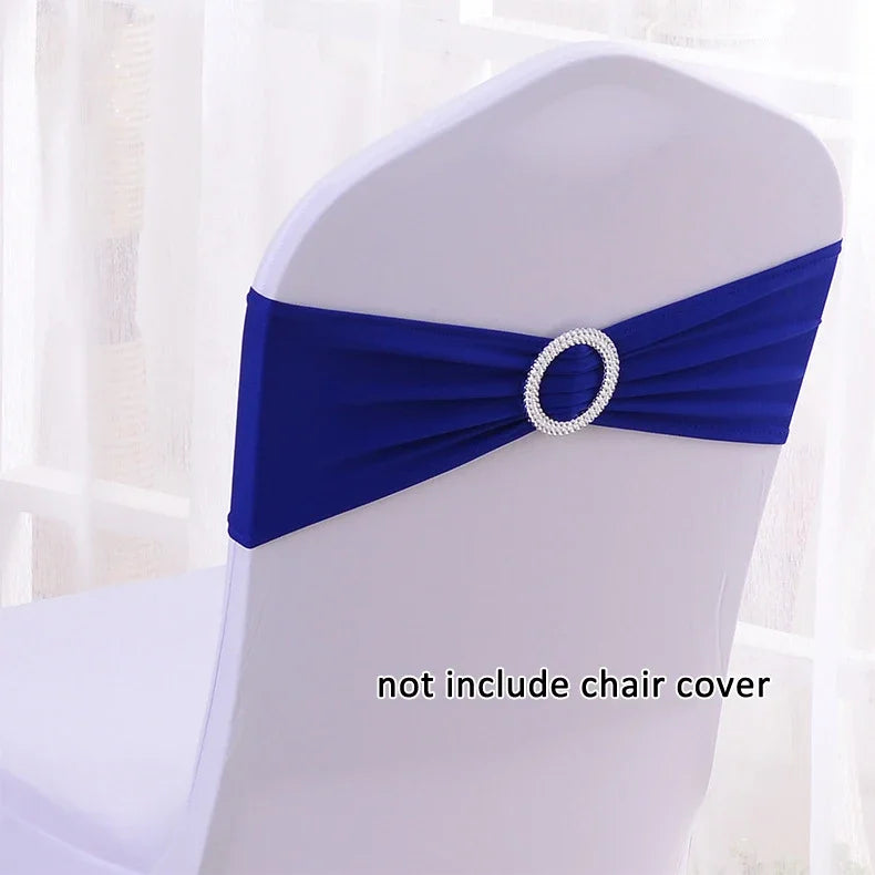 (Pack of 50) /lot Stretch Lycra Spandex Chair Covers Bands With Buckle Slider For Wedding Decorations Wholesale Chair Sashes Bow