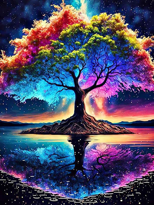 Colorful Trees And The Moon Personality DIY Full Drill Diamond Decorative Painting
