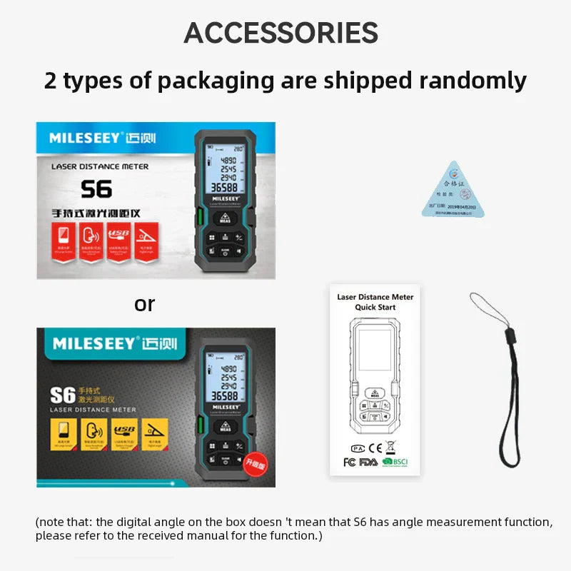 MILESEEY S6 Laser Tape Measure 40M 60M 80M 100M Laser Rangefinder IP54 Electronic Ruler Useful Measurement Tool