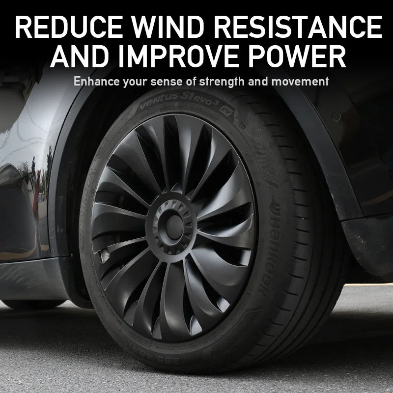 (Pack of 4) New For Tesla Model Y 19 Inch / Wheel Cover Car Automobile Hubcap Replacement Retrofit Parts Full Cover Accessories