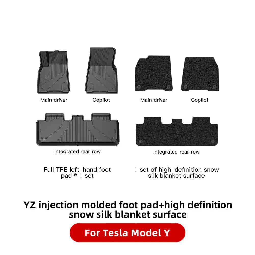 YZ For Tesla Floor Mats Model 3 Y 2021-2023 Car Four Seasons Waterproof Non-slip Floor Mat NEW TPE Special Car Accessories