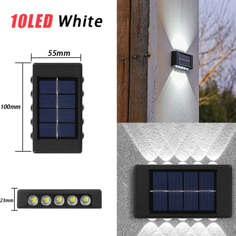 (Pack of 16) Solar Wall Light Warm Light Up and Down Auto Working 10LED Texture Black Shell House/garden/porch Lighting Light