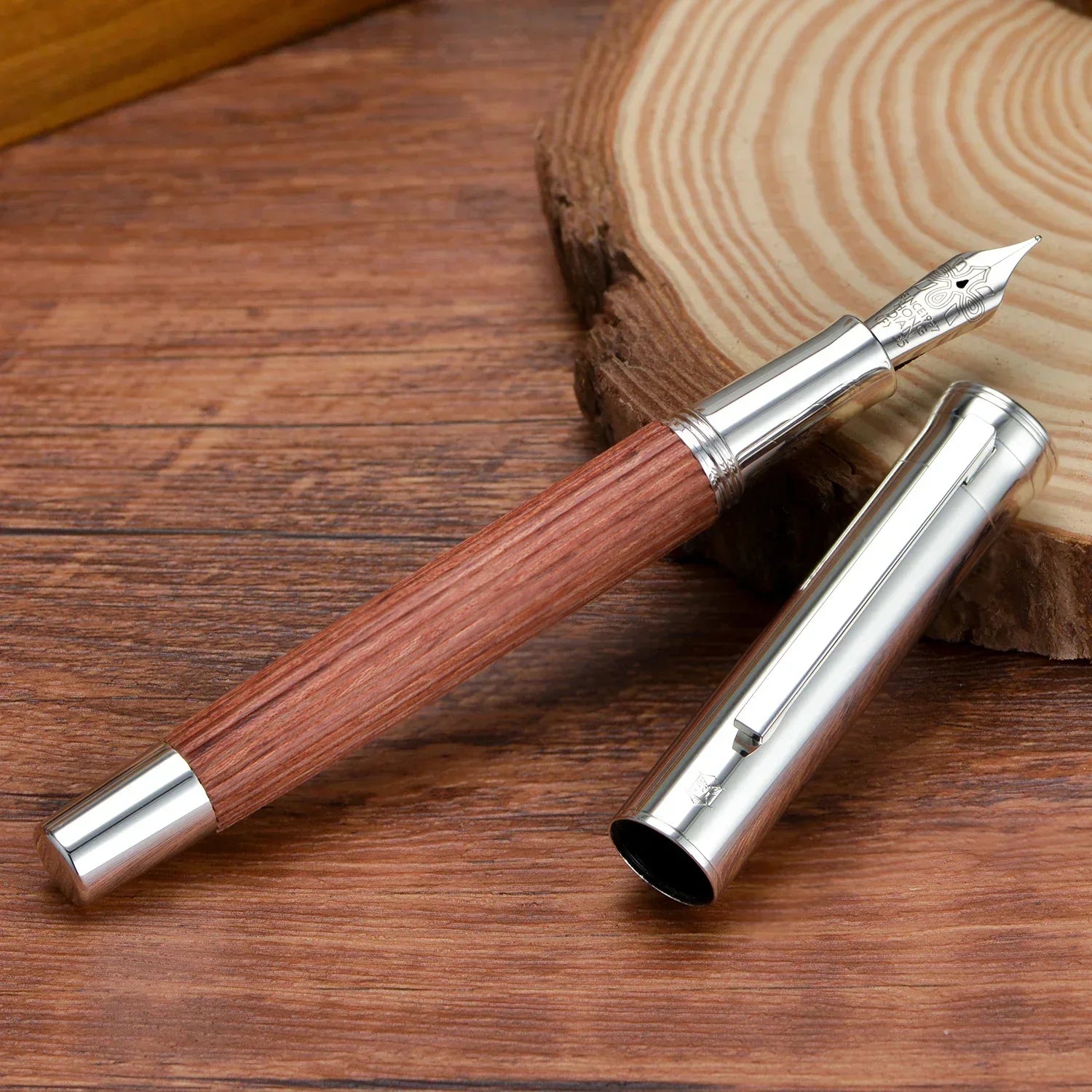 Retro Hongdian 1866 Wood Fountain Pen #35 EF/F Nib Writing Ink PenSchool Office Supplies Gift Pens