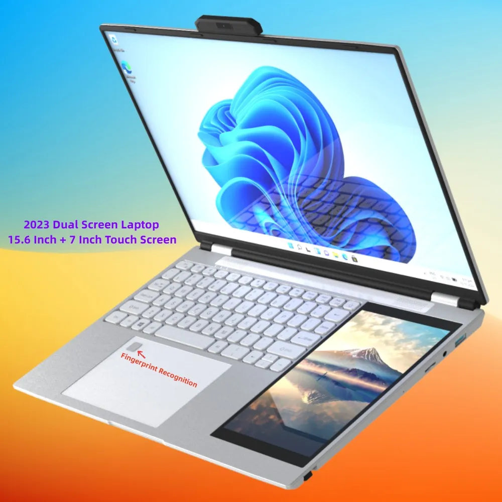 New Arrivals Dual Screen Laptop INTEL N5105 N95 16G DDR4 - 1TB SSD 15.6" IPS 2K Screen+7" Touch LCD PC Portable Notebook