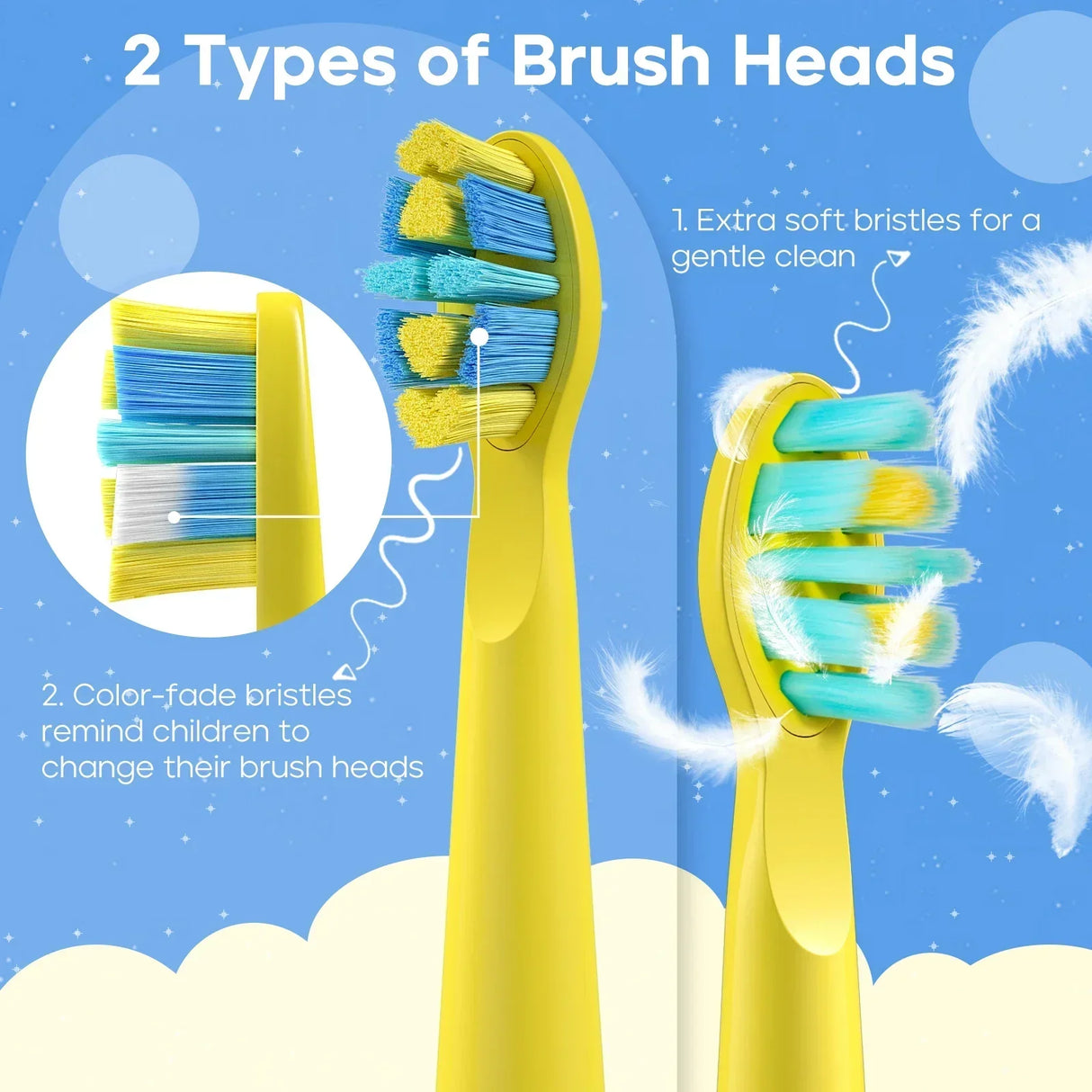 Seago Kids Electric Toothbrush for 6+Years 5 Modes Rechargeable IPX7 Waterproof Power Sonic Toothbrush Replacement Head SG-2303