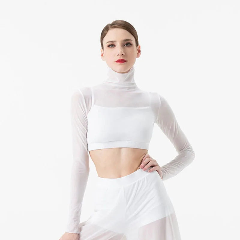Dance Suit Women Elegant Classical Modern Contemporary Lyrical Dance Practice Mesh Tops Pants Suit Ballet Performance Wear