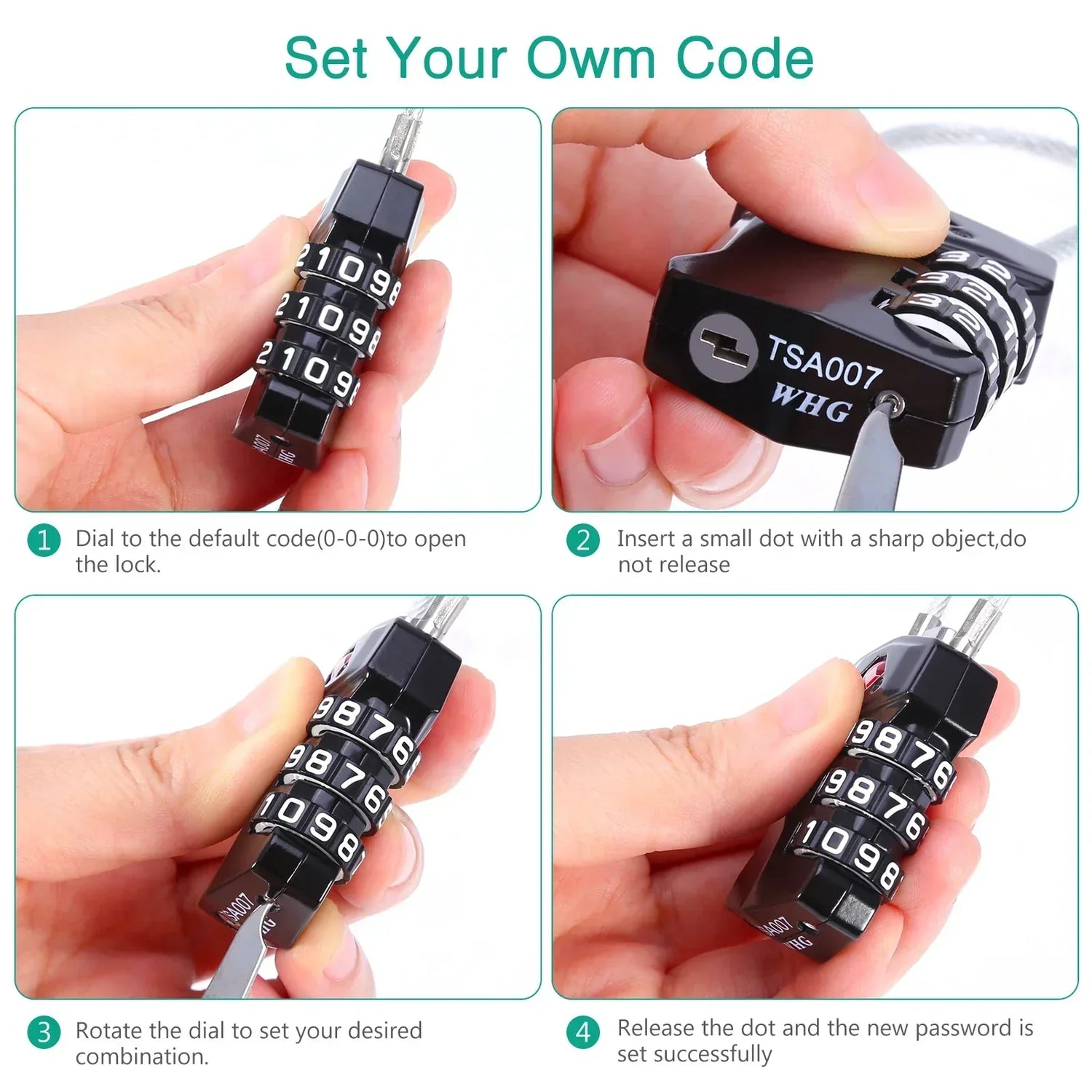 ORIA TSA Approved Luggage Padlocks 3-Digit Combination Travel Lock with Flexible Cable for Suitcase Backpack Laptop Bag Case