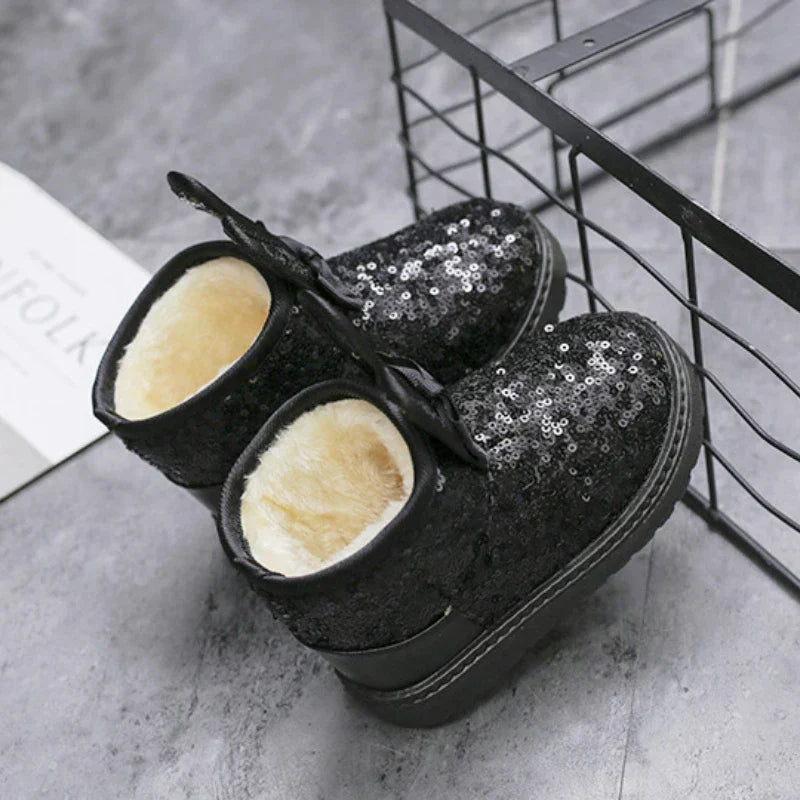 Ботинки для девочки Girl Boot Winter Fashion Sequin Snow Boot Non-slip Warm kid Shoe Plush Cotton Shoe Kids Princess Ankle Boots