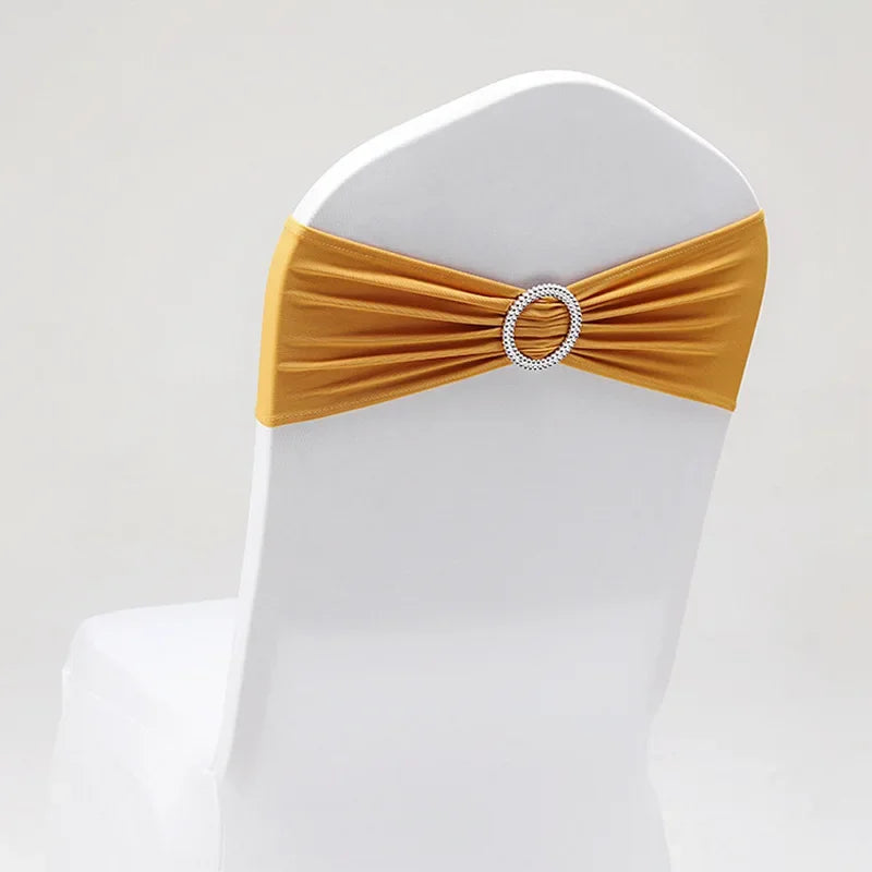 (Pack of 50) /lot Stretch Lycra Spandex Chair Covers Bands With Buckle Slider For Wedding Decorations Wholesale Chair Sashes Bow