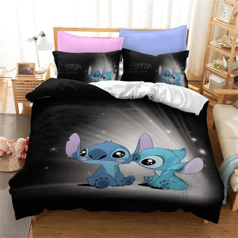 Duvet Cover 3D Anime Stitch Pattern Duvet Cover Set Pillowcase Bedding Set Single Double Queen Size Support Custom Size Kids