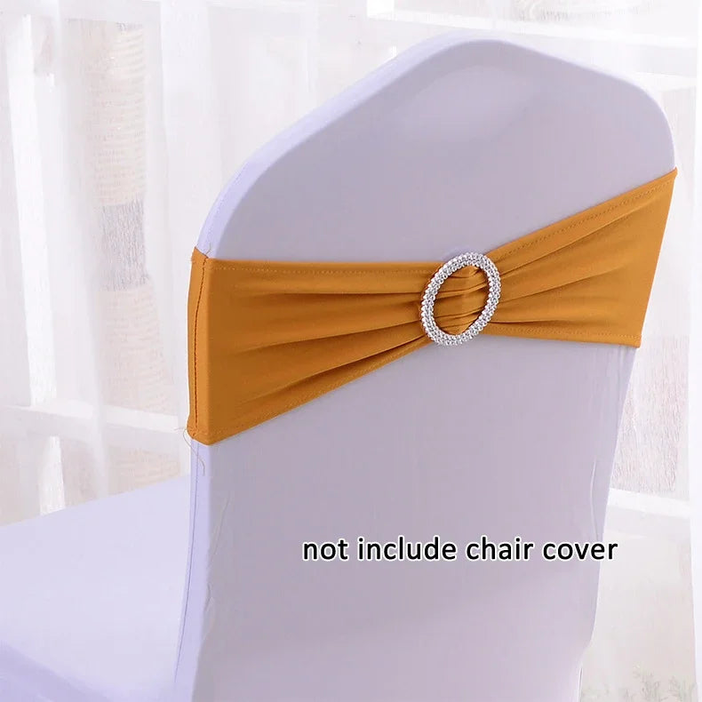 (Pack of 50) /lot Stretch Lycra Spandex Chair Covers Bands With Buckle Slider For Wedding Decorations Wholesale Chair Sashes Bow