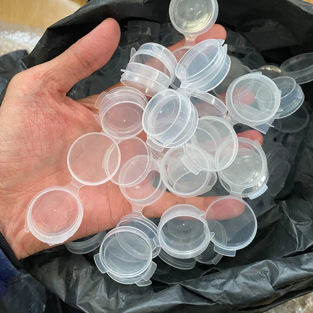 (Pack of 100) 5g Plastic Nail Glitter Jar Mini Cream Pot Fli-top Transparent Paint Can Sample Container Portable Accessory Storage Box