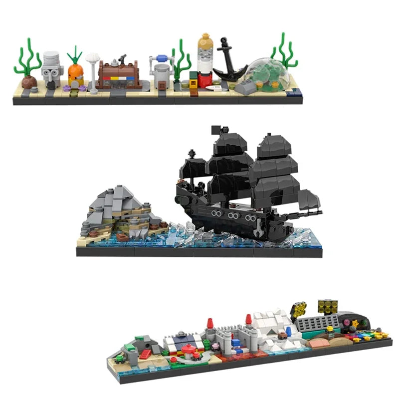 BuildMOC City Skyline Saint Petersburg Rome Washington Rotterdam Architecture Street View House Building Blocks Kids Toys Gift