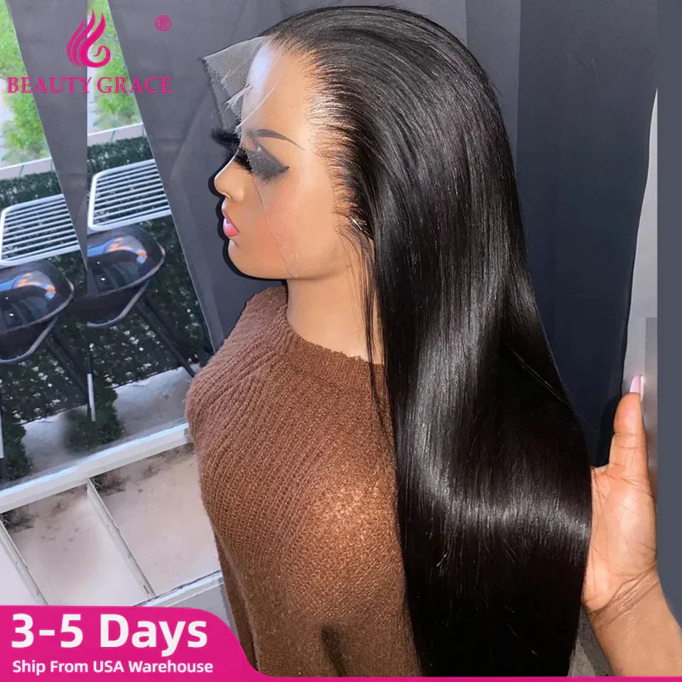 Glueless Wigs Human Hair Lace Frontal Wig Brazilian Straight Human Hair Wig HD 13X4 Lace Front Wig 4X4 Gluless Wig Ready To Wear