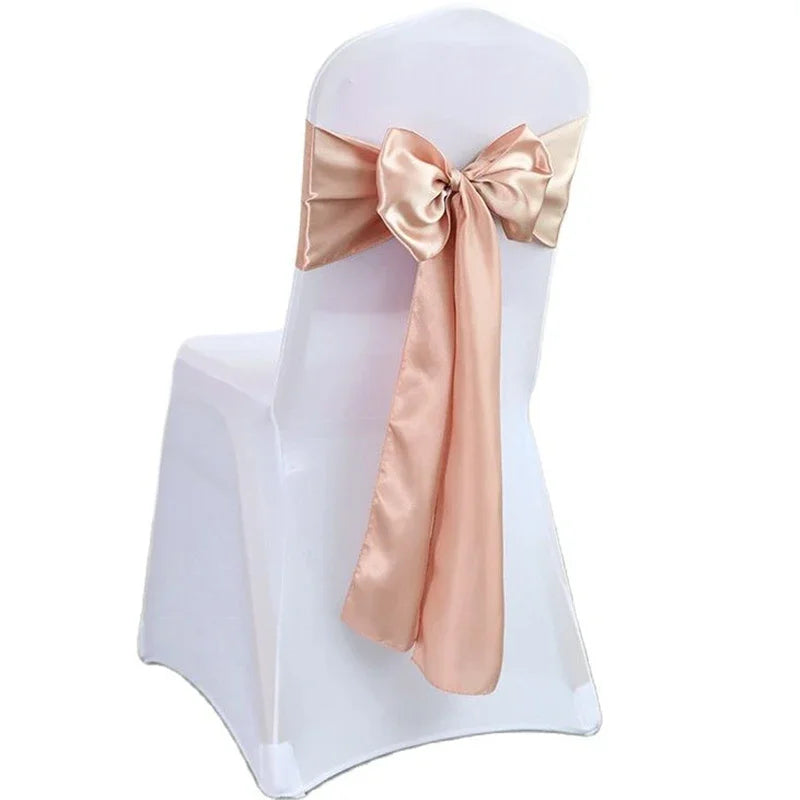 (Pack of 50) Wholesale 10/ Satin Chair Bow Sashes Wedding Chair Knot Ribbon Ties For Party Event Hotel Banquet Supplies Home Decorations