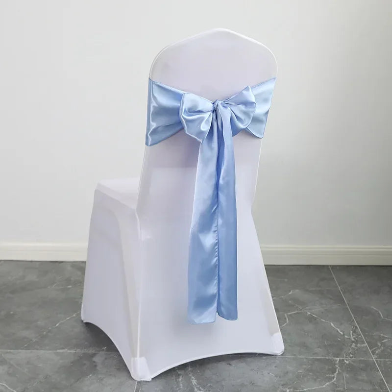(Pack of 50) Wholesale 10/ Satin Chair Bow Sashes Wedding Chair Knot Ribbon Ties For Party Event Hotel Banquet Supplies Home Decorations