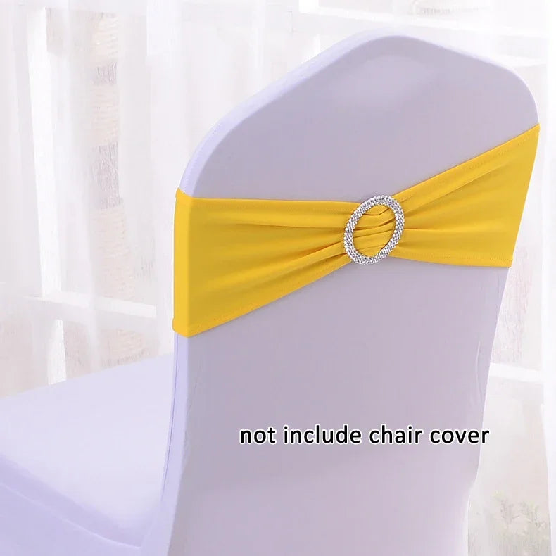 (Pack of 50) /lot Stretch Lycra Spandex Chair Covers Bands With Buckle Slider For Wedding Decorations Wholesale Chair Sashes Bow