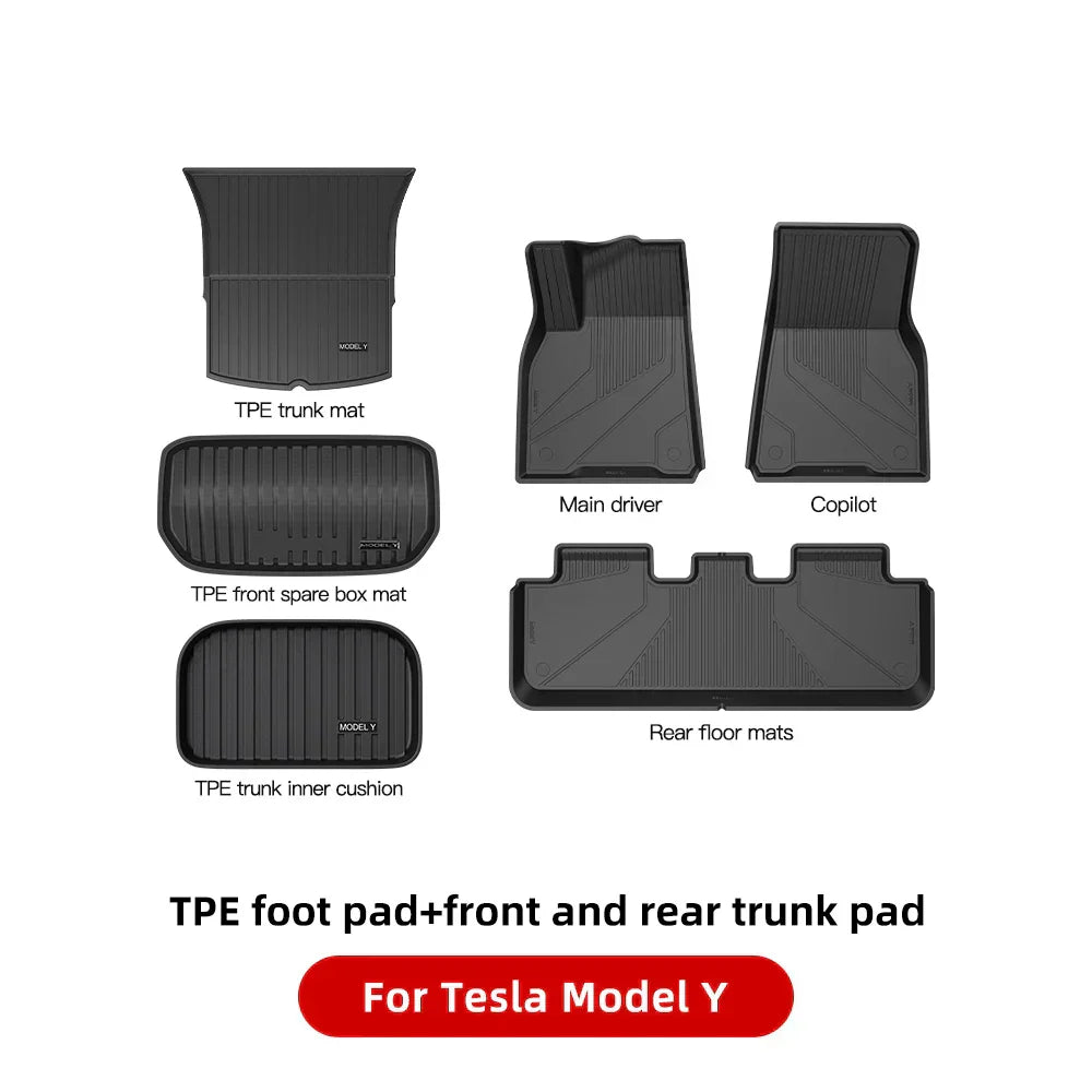 YZ For Tesla Floor Mats Model 3 Y 2021-2023 Car Four Seasons Waterproof Non-slip Floor Mat NEW TPE Special Car Accessories