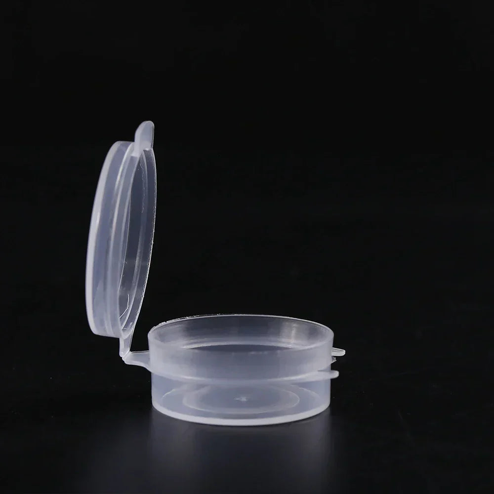 (Pack of 100) 5g Plastic Nail Glitter Jar Mini Cream Pot Fli-top Transparent Paint Can Sample Container Portable Accessory Storage Box