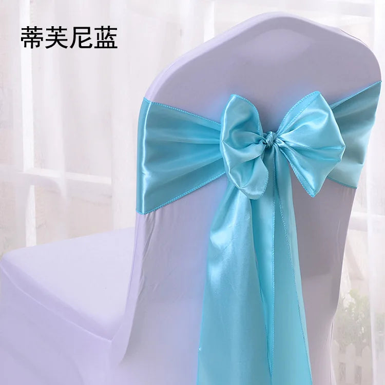 (Pack of 100) 10/ Satin Chair Bow Sashes Wedding Chair Knots Ribbon Butterfly Ties For Party Event Hotel Banquet Home Decoration