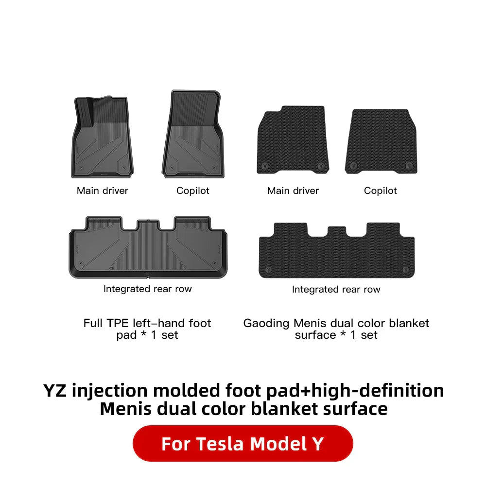 YZ For Tesla Floor Mats Model 3 Y 2021-2023 Car Four Seasons Waterproof Non-slip Floor Mat NEW TPE Special Car Accessories
