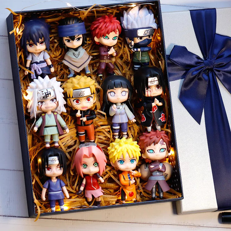 (Pack of 12) Hot /set Anime Naruto Shippuden Hinata Sasuke Itachi Kakashi Gaara anime figure Q Version PVC Figures Toys Dolls Kid Gift