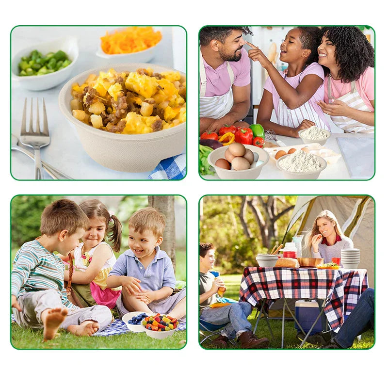 (Pack of 50) Smachin 12/18 Oz Disposable Bowl Party Tableware Lunch Box Compostable Food Containers Dinnerware for Restaurant Kitchen