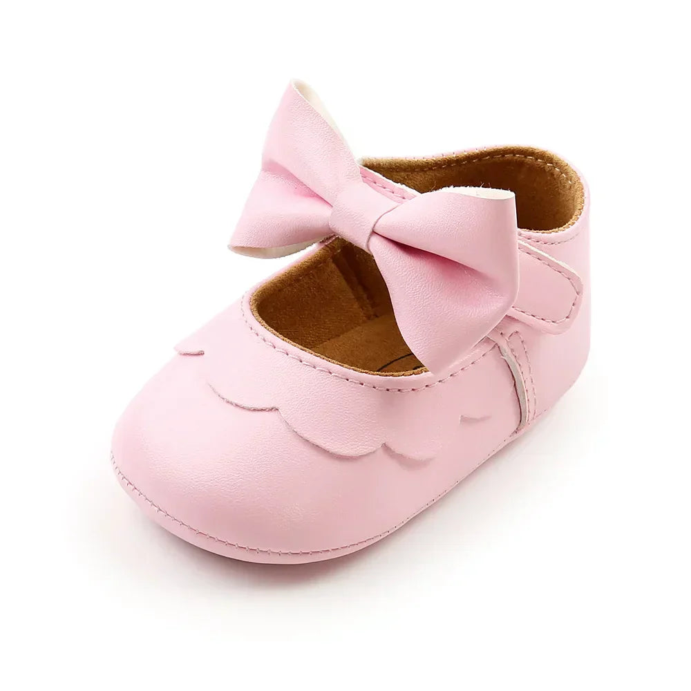 Soft Leather Lace Baby Girls Princess Shoes Newborn Moccasins Shoes Rubber Sole Prewalker Non-slip Toddlers First Walkers