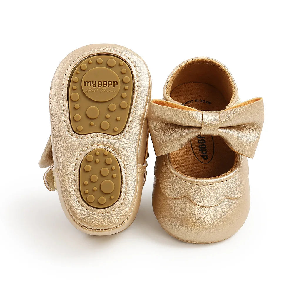 Soft Leather Lace Baby Girls Princess Shoes Newborn Moccasins Shoes Rubber Sole Prewalker Non-slip Toddlers First Walkers