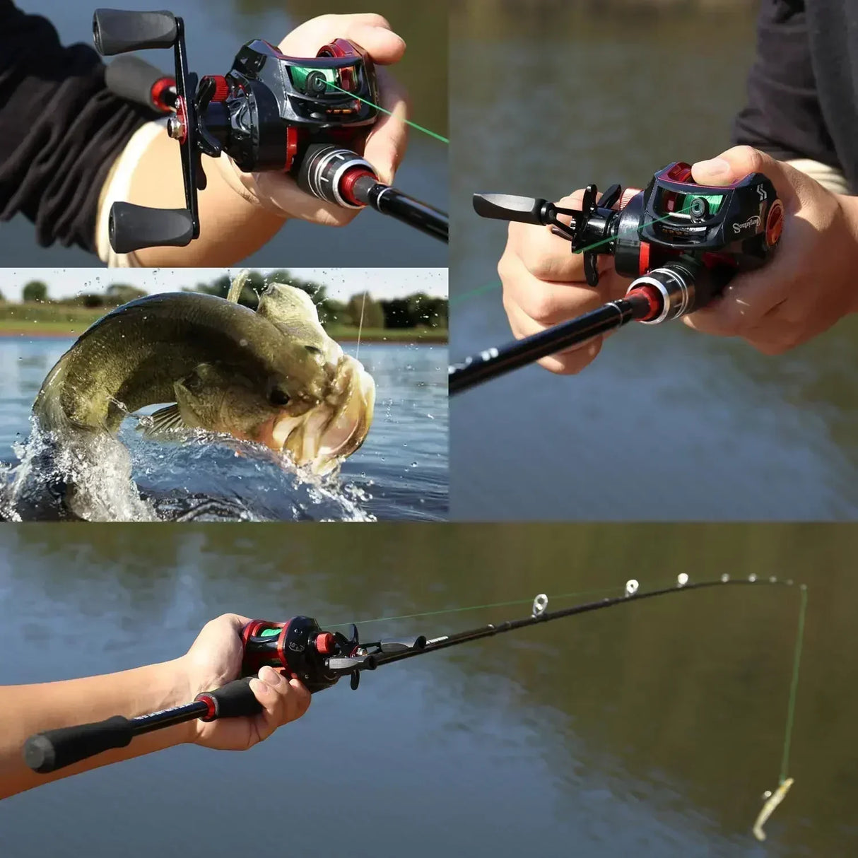 Sougayilang Casting Fishing Rod Reel Set 1.8/2.1m Carbon Fiber Casting Rod and Reel Max Drag 8kg with Line Lure for Bass Pike