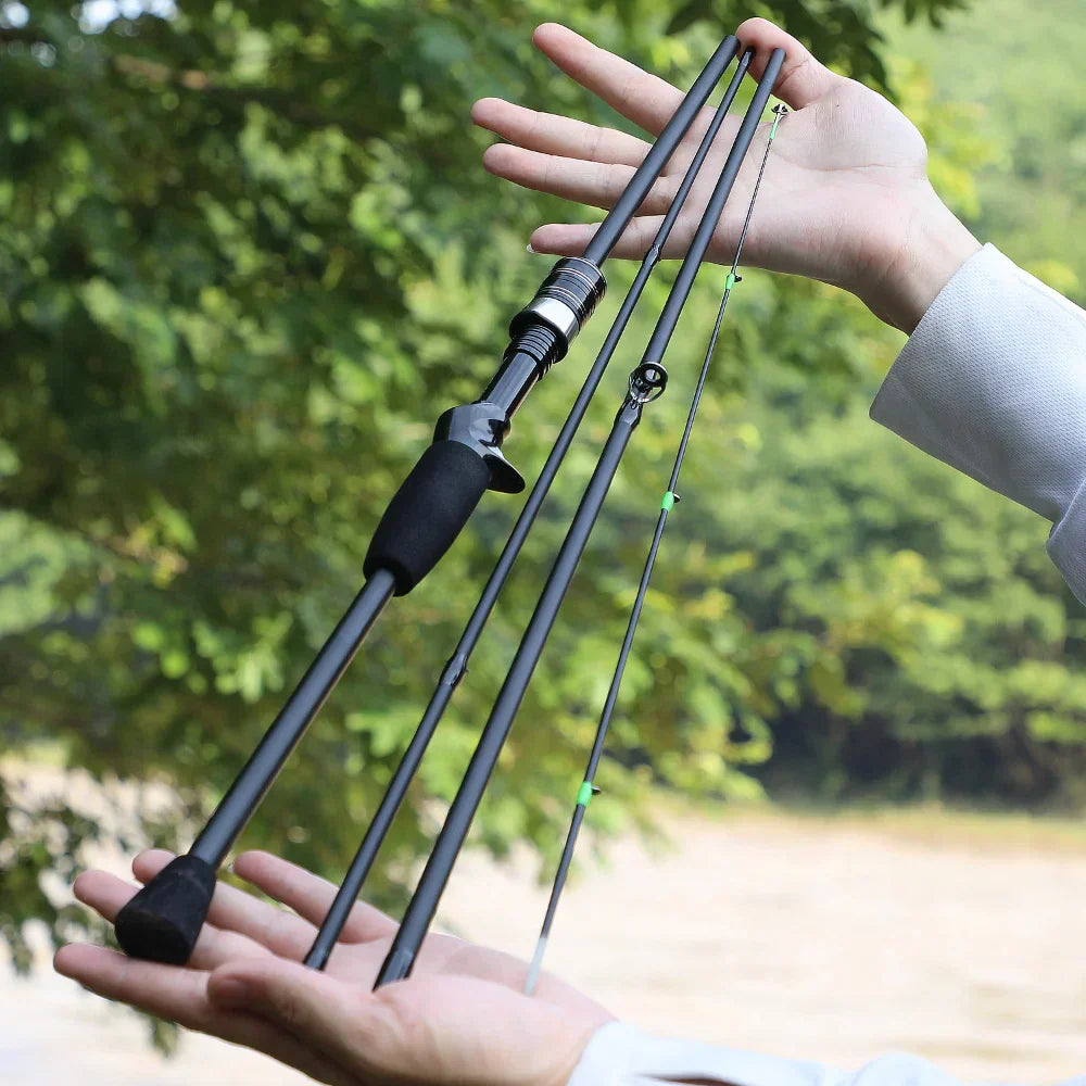 Sougayilang Casting Spinning Fishing Rod 1.8m UltraLight Carbon Fiber Rod Pole 4Section with EVA Handle Baitcasting Fishing Rod