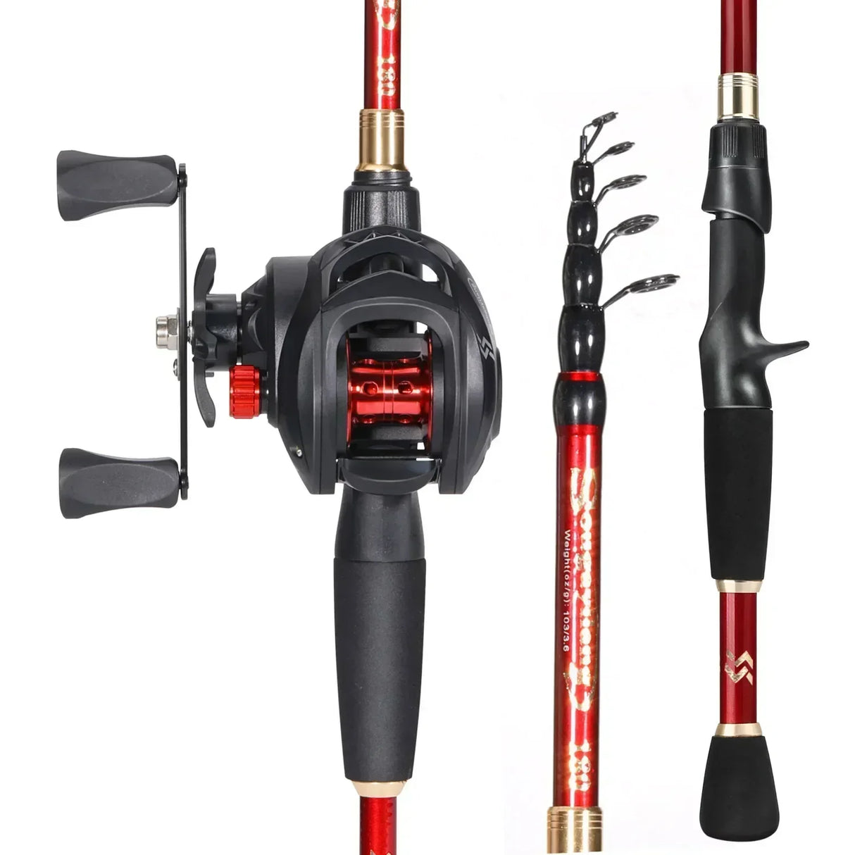 Sougayilang Fishing Rod Combo 1.8-2.4M Lure Fishing Rod and 7.2:1 High Speed Gear Ratio Baitcasting Reel Fishing Tackle Pesca