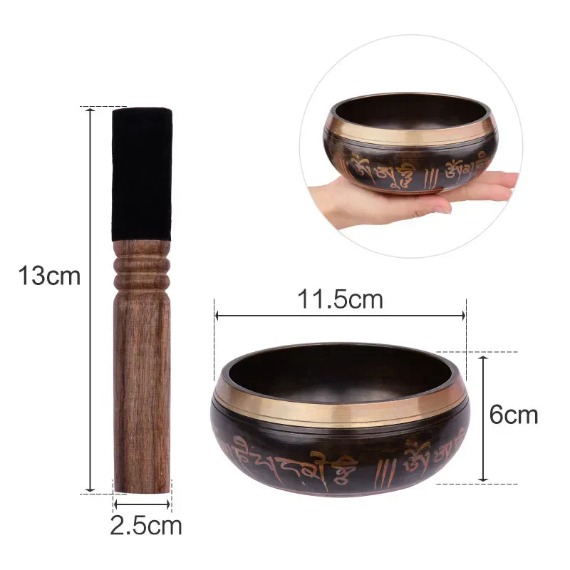 Tibetan Singing Bowl Set with 12.5cm/5inch Handmade Metal Sound Bowl & Soft Cushion & Wooden Striker