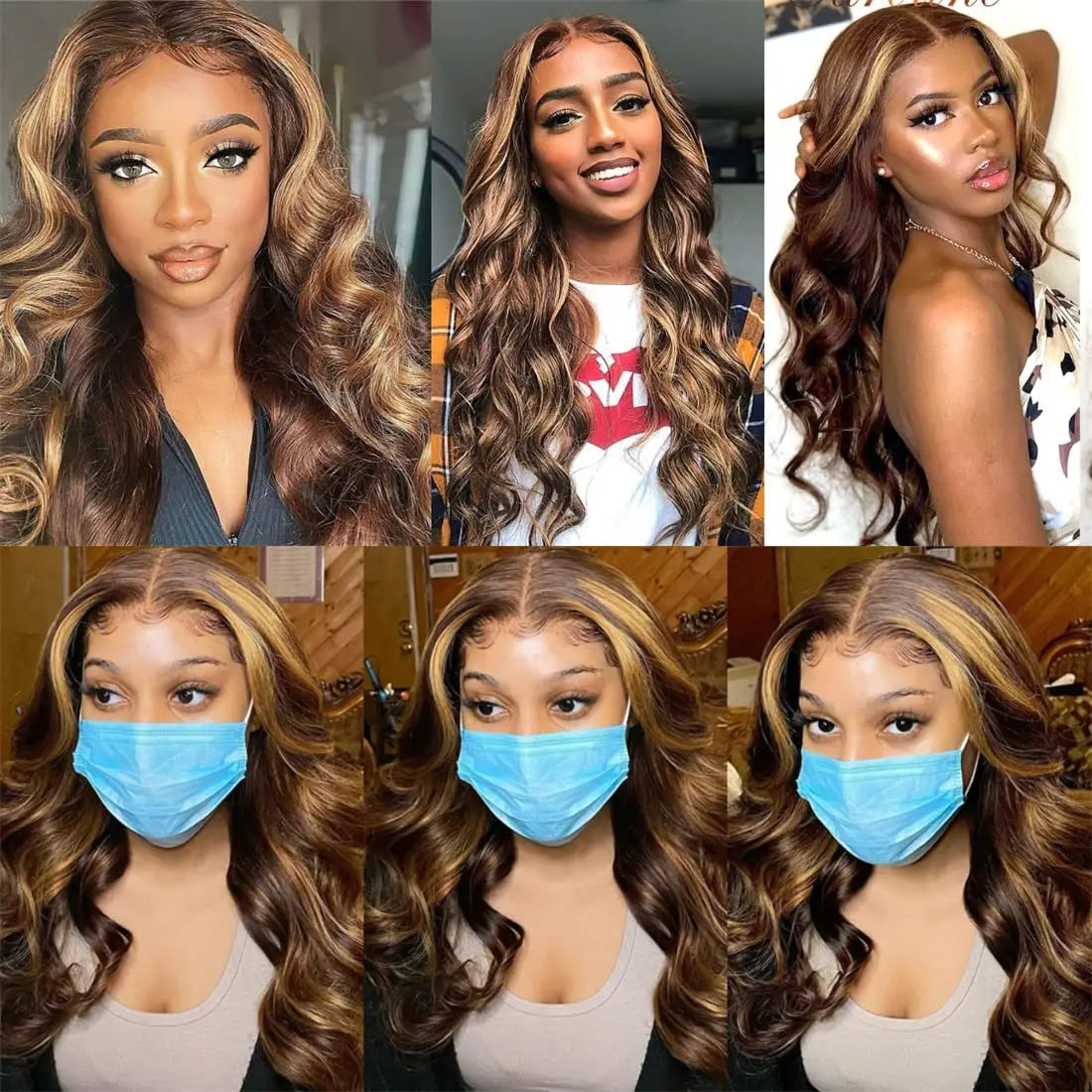 HD Glueless 13X4 Highlight Wig Human Hair Body Wave Brown Colored Lace Front Wigs For Women 13x6 Lace Frontal Wig Pre Plucked