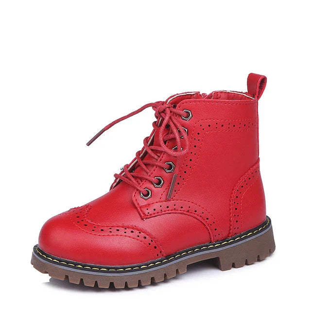 Winter Kids Boots Girl Leather Shoes Solid Fashion Children Ankle Boots Non-slip Boat Warm Boys Girls shoes Kid Sneaker