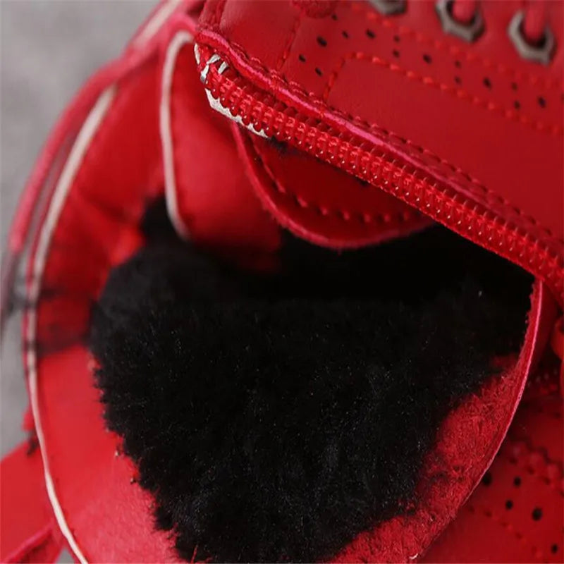 Winter Kids Boots Girl Leather Shoes Solid Fashion Children Ankle Boots Non-slip Boat Warm Boys Girls shoes Kid Sneaker