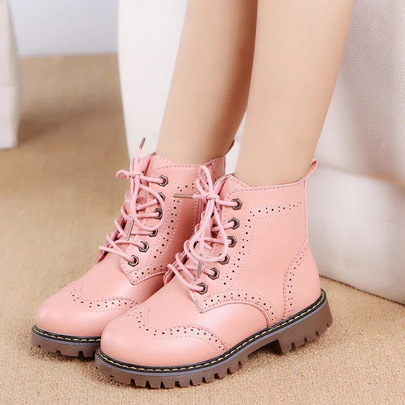 Winter Kids Boots Girl Leather Shoes Solid Fashion Children Ankle Boots Non-slip Boat Warm Boys Girls shoes Kid Sneaker