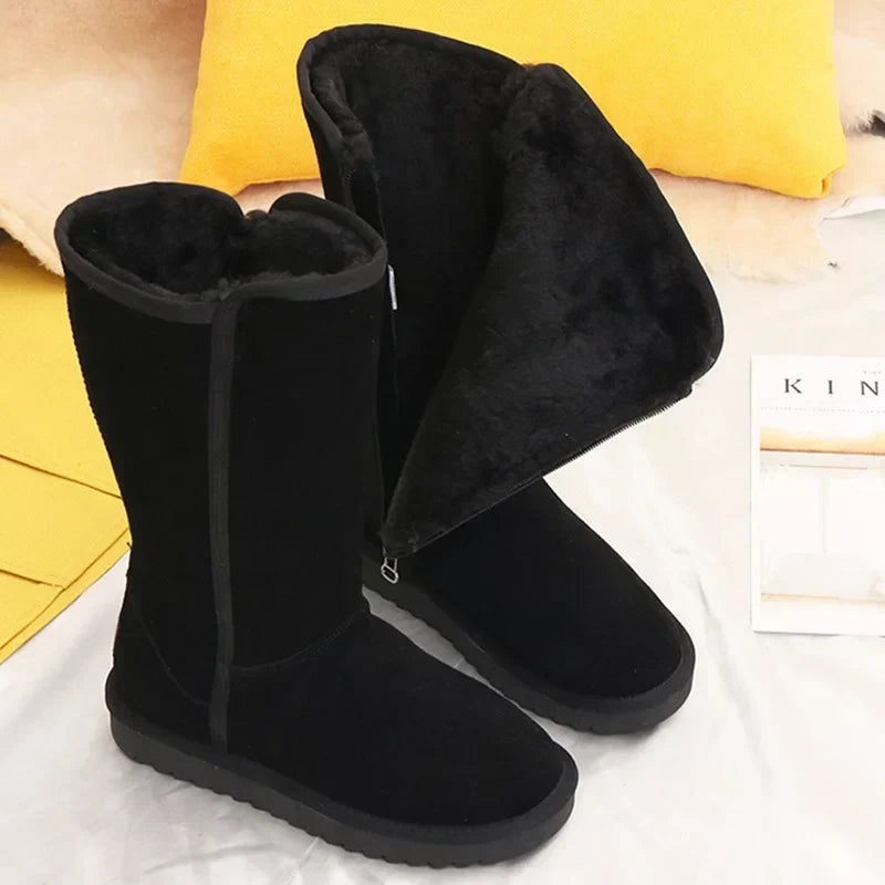 Women Classic Ladies Girls Winter Snow Boots 2023 Waterproof Warm Genuine Leather Fur Australia Plus Velvet Knee High Winter