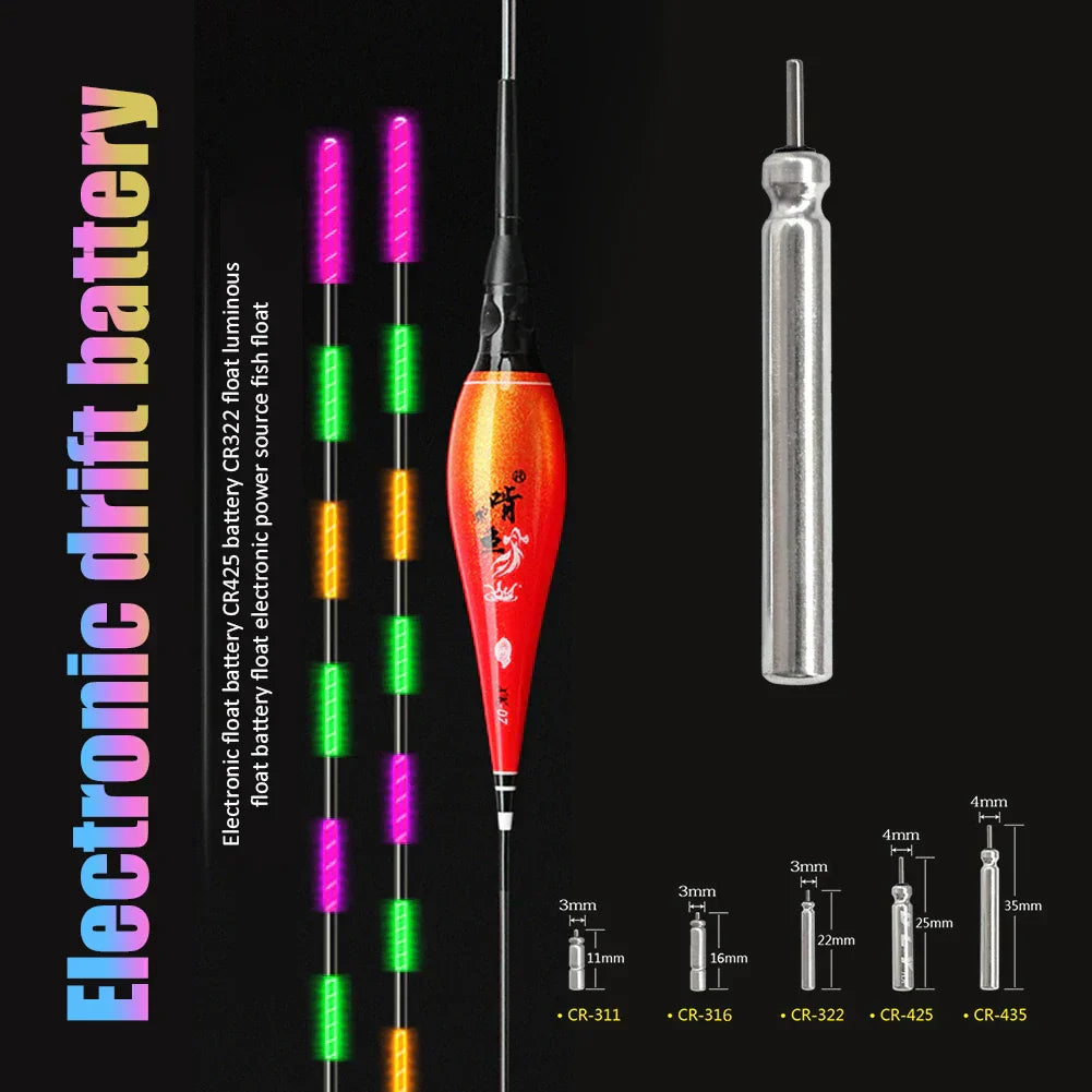 (Pack of 100) 10- Electronic Fishing Float CR311 CR316 CR322 CR425 CR435 Battery Night Fishing Floats Light Luminous Fishing Accessories