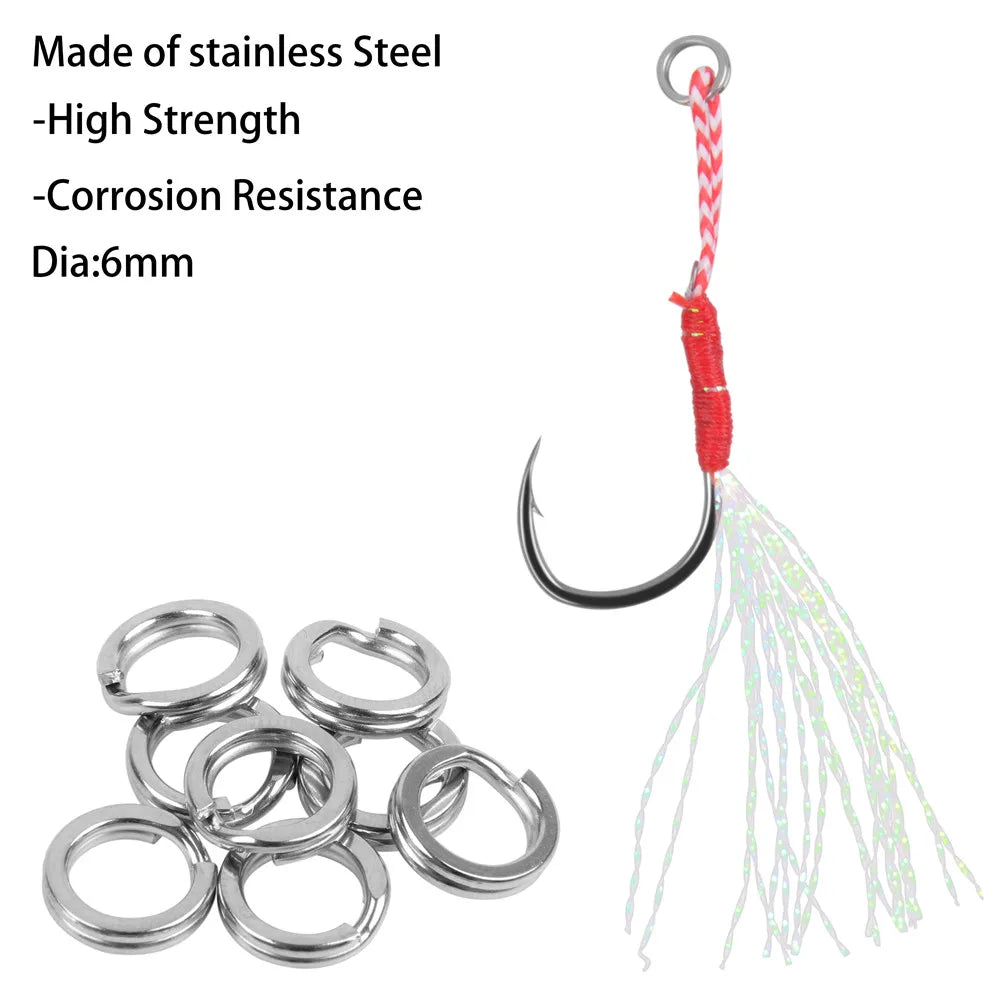 (Pack of 100) /box Cast Jig Assist Hook Slow Jigging lure Bass Fishing Hooks Barbed Hook Tying Up Fishhook With Feather sea fishing hook